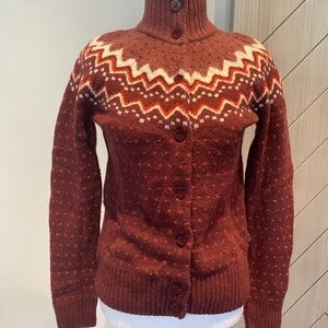 Fjallraven Burgundy Zigzag Turtleneck Sweater Size Small